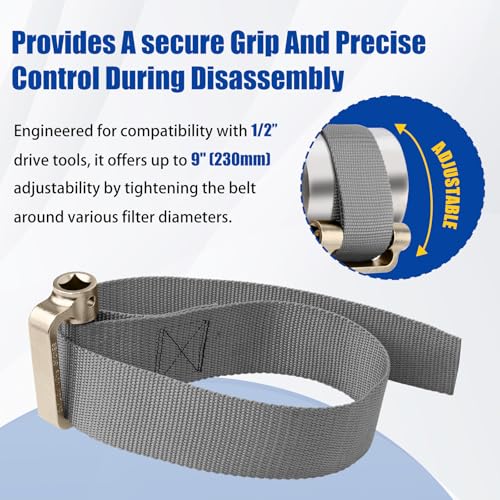 Eudaimonia Oil Filter Strap Wrench, Adjustable Strap Wrench Heavy Duty