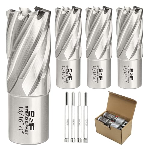 S&F STEAD & FAST Annular Cutter Set 4 Pcs, 13/16" x 1" DOC, Mag Drill Bits - style: 4P-13_16x1