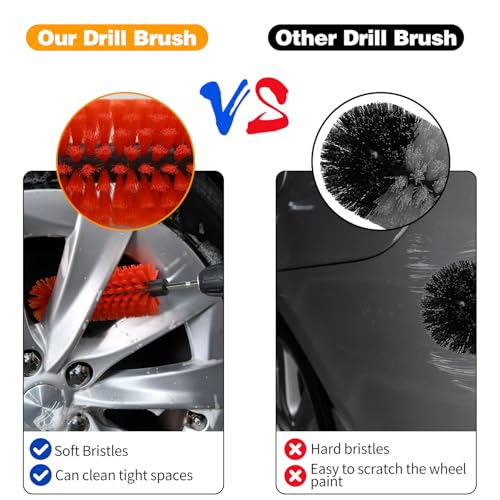 1 Pack Drill Brush for Car Wheel and Bottle(Red) - color: 1 Pack Red
