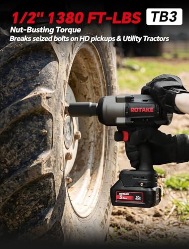 ROTAKE 20V Heavy-Duty 1/2" Cordless Impact Wrench Kit, 1380 FT-LBS, TB3 - size: 1/2" (1380 ft-lbs) TB3