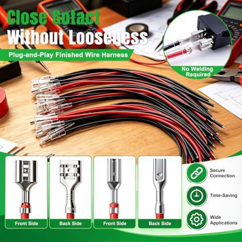 Twidec/20Pcs 2.8mm and 4.8mm Female Spade Crimp Terminal with Insulating Sleeve and Wire Red + Black Female Spade Quick Splice Assortment Kit - size: 2.8/4.8mm