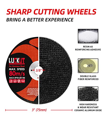 Cut-Off Wheels Cutting Wheel Disc 3" x 1/16''x3/8'' Thin Metal Stainless Steel Cutting Cut Off Disc Blades Grinding Wheel for Angle Grinders - style: 25PCS 3"x 1/16"x3/8"