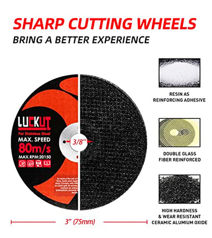 Cut-Off Wheels Cutting Wheel Disc 3" x 1/16''x3/8'' Thin Metal Stainless Steel Cutting Cut Off Disc Blades Grinding Wheel for Angle Grinders - style: 25PCS 3"x 1/16"x3/8"
