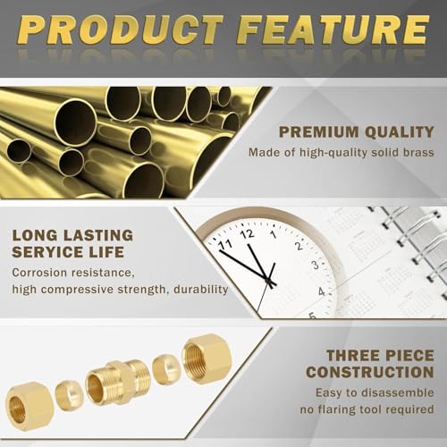 10Pcs 3/8" OD x 1/4" NPT Male Compression Union Fittings - size: 10Pcs-3/8" OD x 1/4" NPT