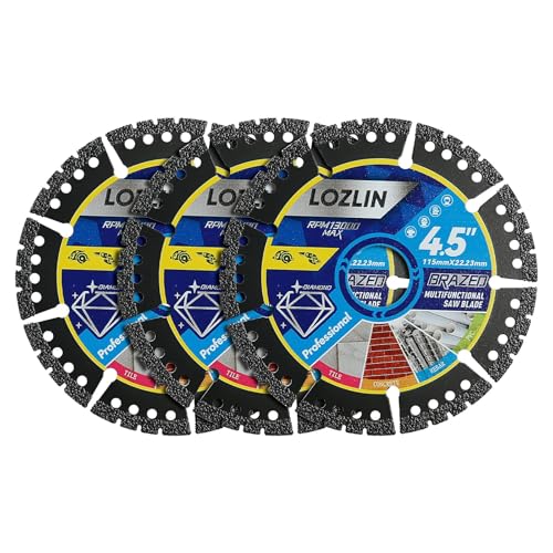 LOZLIN Diamond Blades for Angle Grinder, 4.5" Metal Cutting Blades, 3 Pack