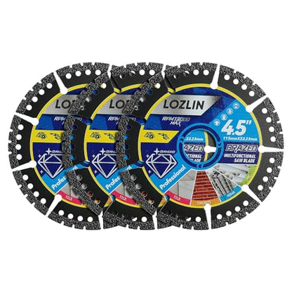 LOZLIN Diamond Blades for Angle Grinder, 4.5" Metal Cutting Blades, 3 Pack