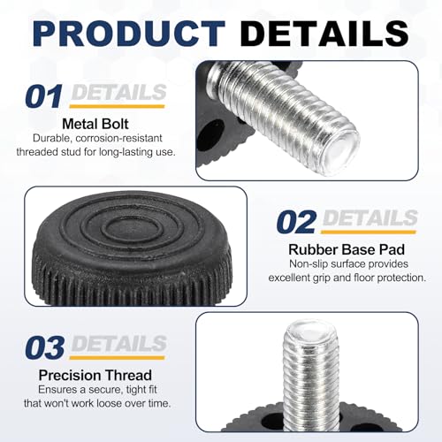 uxcell 8Pcs M10 Thread Adjustable Furniture Levelers, 1.34 x 1.34 - size: M10 x 1.34" x 1.34"