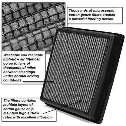 DNA Motoring AFPN-032-SL Clean Air Washable Drop In Panel Air Filter Enhance Engine Performance Power & Acceleration Improve [Compatible with 04-11 BMW 528i 530i 525i 3.0L] - style: 08-11 528i Silver