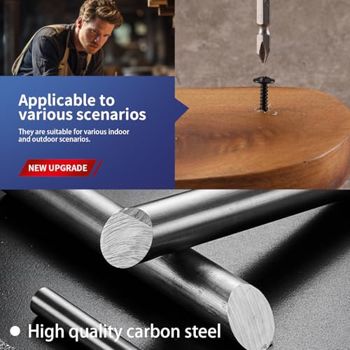 #8 x 2 Inch Wood Screw 500Pcs Alloy Steel Standard Thread Truss Head Fast Self Tapping Black Oxide by SG TZH - color: Black - Alloy Steel, size: #8 x 2"