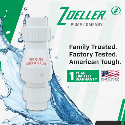 Zoeller 30‑0040 Quiet Check Valve 1-1/2″ PVC