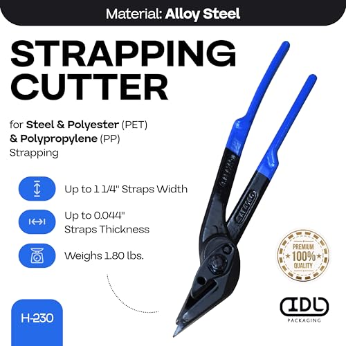 IDL Packaging H-230 Strapping Cutter for Steel,PET,PP Banding up to 1-1/4" - size: up to 1 1/4" Best-in-Class
