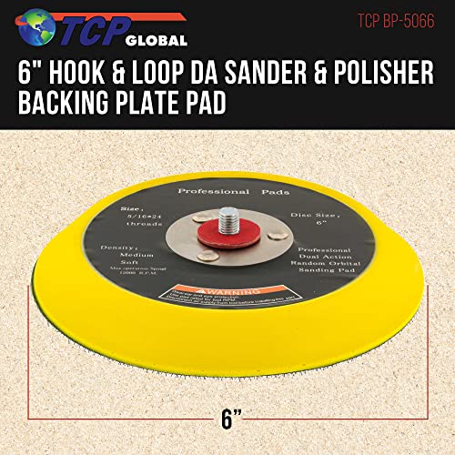 TCP Global 6" DA Polisher & Sander Pad - Hook & Loop Face