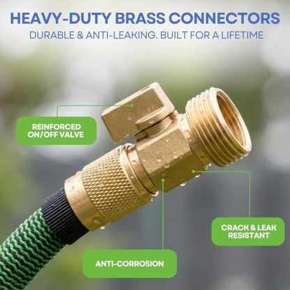 J&B XpandaHose 75ft Expandable Garden Hose, Lightweight, Brass Connectors - color: Green/Black, size: 75ft