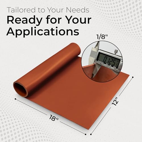 Exactly Rubber Fiber Reinforced Silicone Sheet, Red 1/8 x 12" x 18" 70A, Made in The USA, High Temp Heavy Duty Gasket Material DIY Sealing Pads Surface Protection Fiberglass Reinforcement - size: 1/8 x 12 x 18