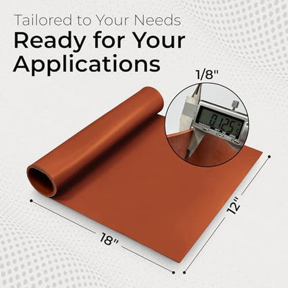 Exactly Rubber Fiber Reinforced Silicone Sheet, Red 1/8 x 12" x 18" 70A, Made in The USA, High Temp Heavy Duty Gasket Material DIY Sealing Pads Surface Protection Fiberglass Reinforcement - size: 1/8 x 12 x 18