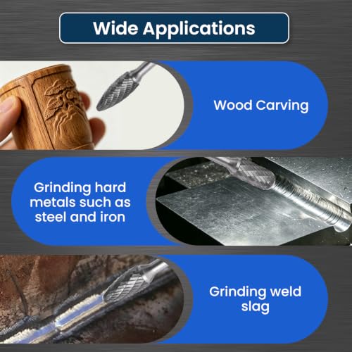 LU&MN Tungsten Carbide Burr Set, 1/2" Head 1/4" Shank, 5 Pcs - style: 5PCS, 1/2" Head * 1/4" Shank