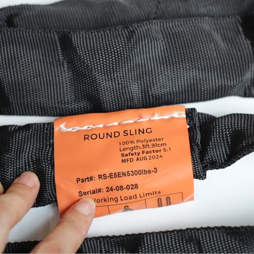 Black Spanset Endless 4 Feet Round Sling Heavy Duty Polyester Lifting Sling, 5,300 Lbs Vertical Capacity, 4,240 Lbs Choker, 10,600 Lbs Basket - color: Black, size: 4FT