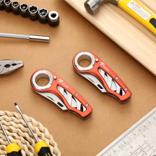 Tondiamo 2 Pcs Folding Pocket Utility Knife Box Cutter, Brown - color: Brown