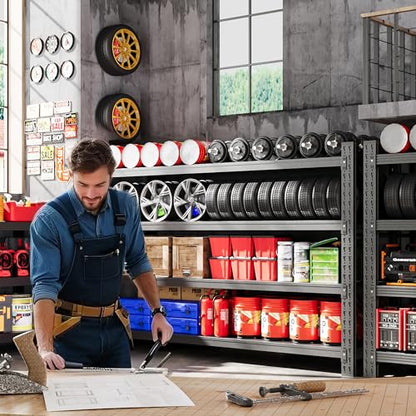 75” Wide Heavy Duty Metal Garage Shelving, Adjustable Storage Shelf - color: Matte Black, size: 75"Wx24"Dx70"H
