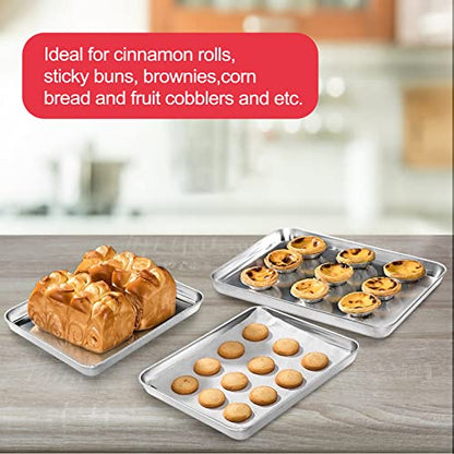 Baking Sheet, Stainless Steel Cookie Sheet Baking Pan Tray for Toaster Oven Size 9 x 7 x 1 Inch, Non Toxic & Healthy, Mirror Finish & Easy Clean, Dishwasher Safe - size: 9inch