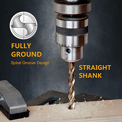 POWERTEC 5/16" Cobalt Drill Bits - 5 Pack - 4-1/2" Length - M35 HSS Jobber Length Twist Bits with 135° Tip for Drilling Wood, Metal, Stainless Steel, Nickel Alloy, Cast Iron & Plastic (QDB2019) - style: 5PK 5/16" Cobalt Drill Bit (4-1/2" L)