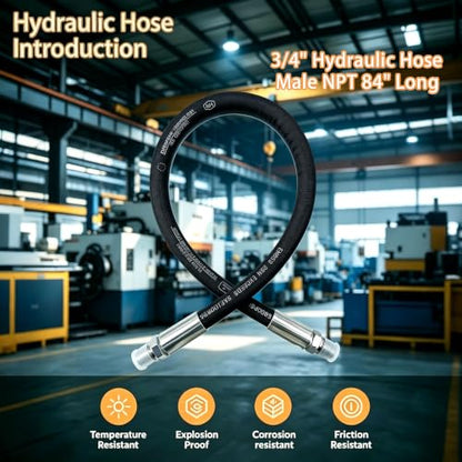 15611-12-12-12 Hydraulic Hose Assembly 3/4" Hydraulic Hose with Male NPT X Male NPT, 3118 PSI, 12" Long - size: 3/4