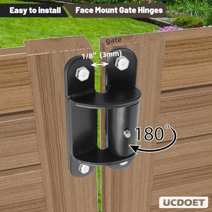 Upgraded 7” Gate Hinges Heavy Duty with Grease Zerk, Face Mount Bearing Gate Hinge Bolt or Weld on Hinges for Large Heavy Driveway Trailer Gates up to 1000 lbs- 1Pair Black 2062P