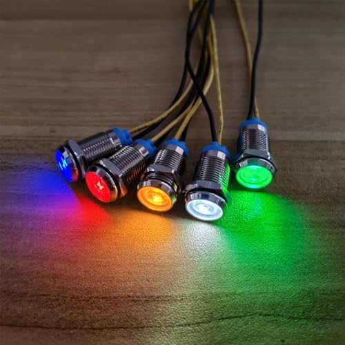 Gebildet 5pcs 10mm LED Metal Indicator Light 110V-220VAC Waterproof Signal Lamp (Blue) - color: Blue 110V