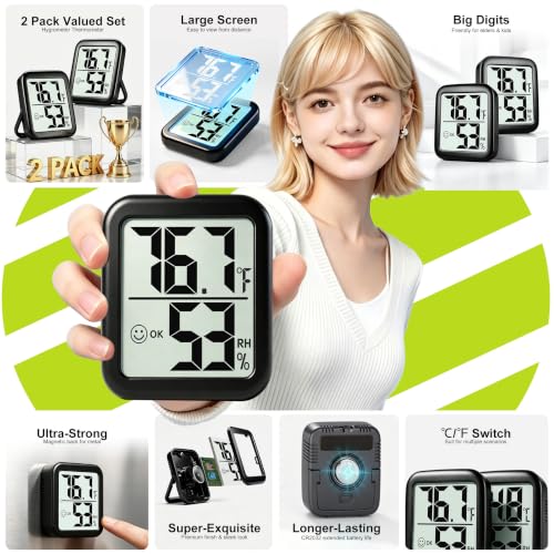Antonki 2 Pack Room Thermometer Indoor Hygrometer - color: 2 Pcs * Classic Black ( 97%+ Choice )