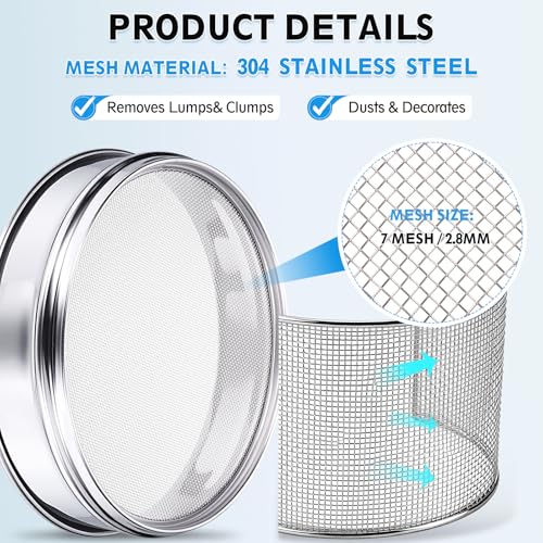 PATIKIL Lab Sieve 7 Mesh(2.8mm) 3.9"(10cm) Diameter Sifting Screen - size: 7 Mesh(2.8mm)/3.9"