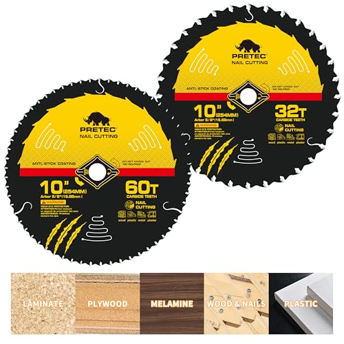 10 Inch 32T&60T Circular Saw Blade for Wood Cutting, 5/8" Arbor, 2 Pack - size: Mix2P