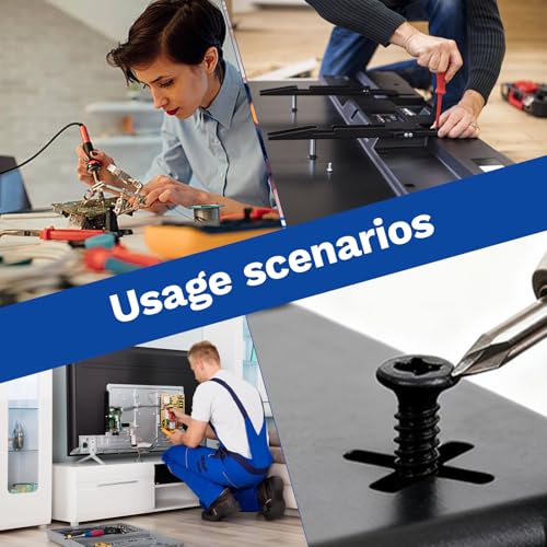 300Pcs M4x6/8/10/12/16 Self-Tapping Wood Screws Assortment Kit, Phillips Pan Head, Black Carbon Steel, 5 Sizes, for Wood Plastic and Soft Metal - size: M4x6/8/10/12/16-300Pcs