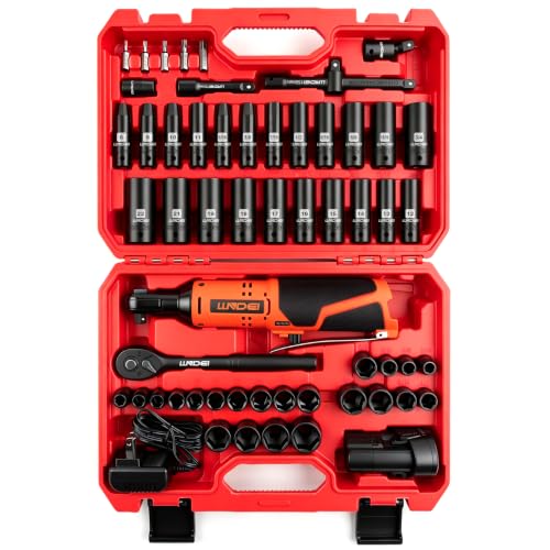 LLNDEI 3/8" 58Pcs Cordless Electric Ratchet Wrench Set with Socket Set