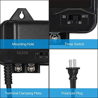 DEWENWILS 60W Low Voltage Landscape Transformer with Photocell Sensor