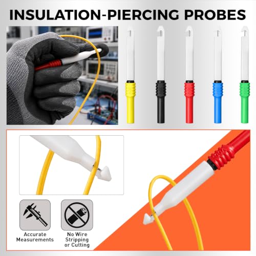 30-Piece Back Probe Kit, Multimeter Back Probe Pins with Test Leads and Alligator Clips, Insulation Wire Piercing Probes, Automotive Electrical Circuit Diagnostic Tool - color: 30-Piece Multi-color