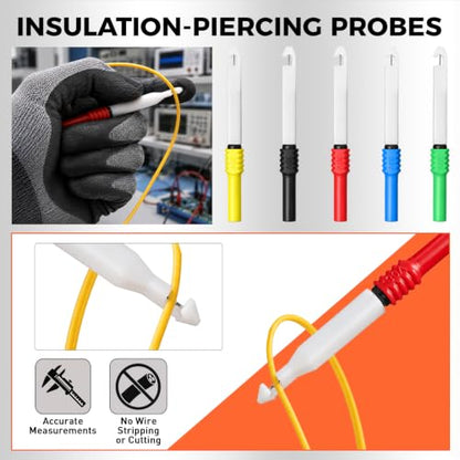 30-Piece Back Probe Kit, Multimeter Back Probe Pins with Test Leads and Alligator Clips, Insulation Wire Piercing Probes, Automotive Electrical Circuit Diagnostic Tool - color: 30-Piece Multi-color