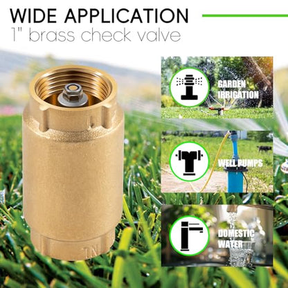 1" No-Lead Brass Check Valve For Well Pump with Backflow Preventer, 1" FNPT - size: 1.73 x 3.07 x 1.73 inches