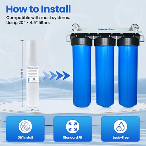 20 Micron Sediment Filter 20x4.5 Whole House Cartridge (4 PK) - size: 4 Count