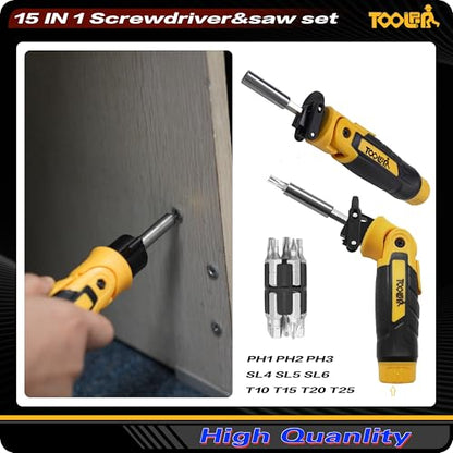 15-In-1 Manual Multi-Blades Hand Saw with Screwdriver - color: 15-in-1