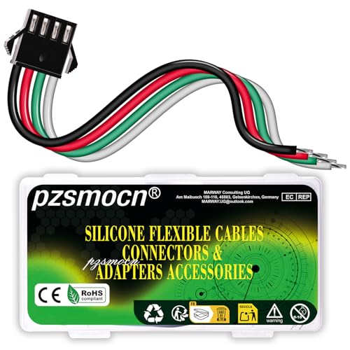 10 Pieces JST SM 2.5mm 4 Pin 20AWG Flexible Silicone Connector Kit - size: 4-Pin, style: JST-SM-M