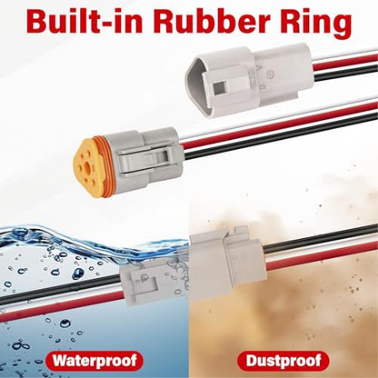 Deutsch DT 3 Pin Grey Male Female Wiring Harness Connector 6 Kits, 16 AWG - color: 6 Sets-Grey, size: 3Pin