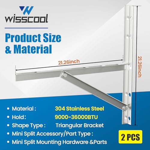 WISSCOOL Mini Split Wall Mounting Bracket, 9000-36000BTU, 304 Steel Big - color: 304, size: 9000-36000BTU