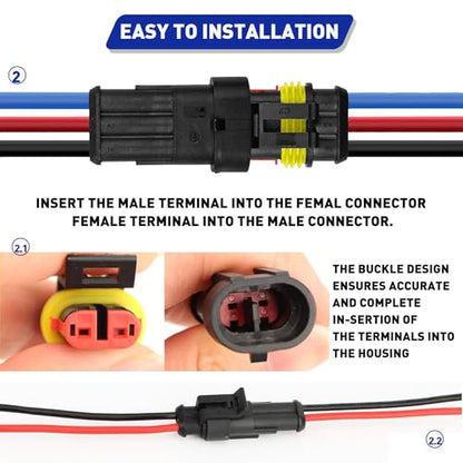 Boatsea 800Pcs Waterproof Wire Connectors,50 Kits Automotive Electrical Connectors Electrical Wire Connectors Kit 1/2/3/4/5/6 Pin Waterproof Connectors for 16-22 AWG Wires with Ratchet Crimping Tool - size: 1/2/3/4/5/6Pin 50Kits with Crimper