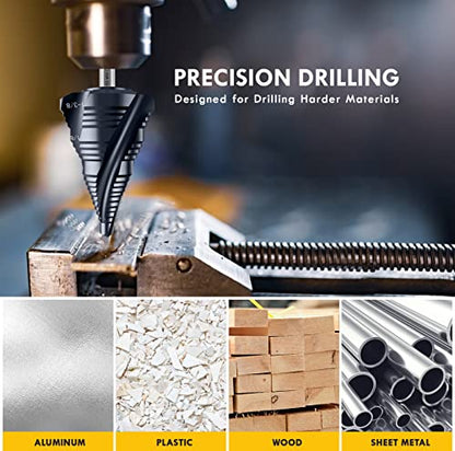 1/4"-1-3/8" Four Sprial Flute M35 Cobalt Step Drill Bit - size: 1/4"-1-3/8"(4 Flute)