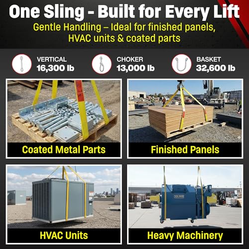 DD Sling 6 Inch x 12 Foot Nylon Lifting Sling – USA Made, 16,300 lb Vertical, 13,000 lb Choker, 32,600 lb Basket – 2-Ply Heavy Duty 900 Webbing, Type 3 Flat Eye & Eye Rigging Sling - size: 6" x12'