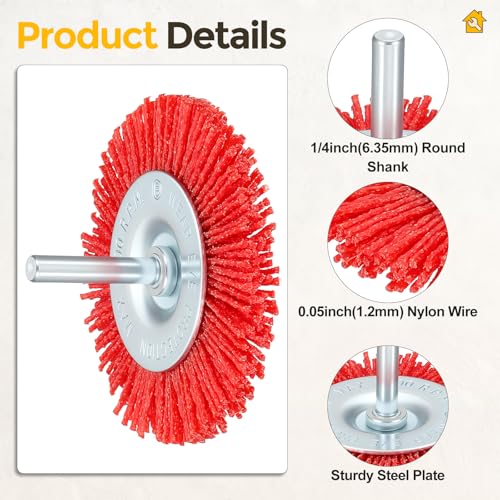 12pcs Wire Brush for Drill Kit with 1/4in Shank Nylon Wire
