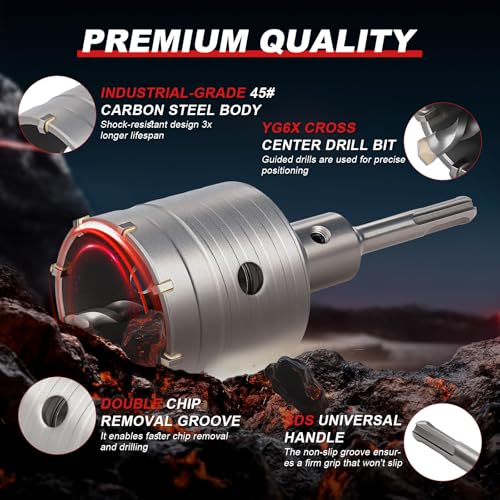 Professional 1-3/16" (30mm) Concrete Hole Saw 110mm SDS Plus & Dust Bag - size: 1-3/16" (30mm)