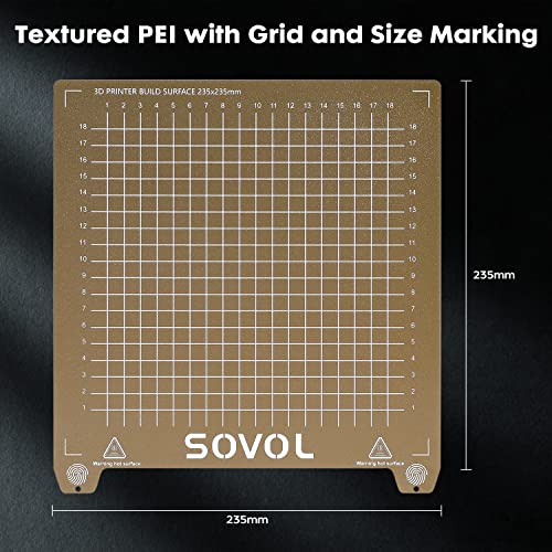 Sovol SV06 Flexible Steel Platform with Textured PEI Surface and Magnetic Bottom Sheet with Adhesive 235x235mm for Creality Ender 3/3 Pro/3 V2/3 S1 Sovol SV05/SV07 Aquila Kobra Neptune 2 3D Printer - style: For SV06/Ender 3 Series