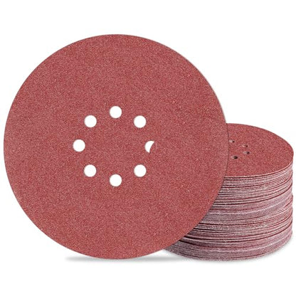 9 inch Sanding Discs 120 Grit 8 Holes Hook and Loop Sandpaper for Drywall Sander 60Pack - style: 120 Grit