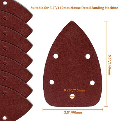 50 Pcs Mouse Detail Sander Sandpaper, 100 Grit, 5 Hole - size: 100 Grit - 50 Pcs